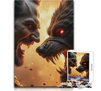 Puzzle de 1000 pièces pour adultesConfrontation Vampire Contre Loup-Garou Cadeau Amusant pour Toute la Famille à partir de 14 Ans (Dimensions 38x52cm)
