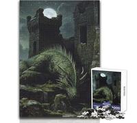 Puzzle de 1000 pièces pour adultesDragon endormi dans Les ruines d'un château Jeu Amusant pour Toute la Famille Décoration Murale Convient aux Personnes de 14 Ans et Plus (Dimensions 38x52cm)