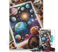 Puzzle de 1000 pièces pour Enfant,Dessin de planètes dans l'espace,Jeu d'articulation précis,activité cérébrale Amusante pour Passer Le Temps Libre,Cadeau Artistique d'anniversaire (50x75cm)