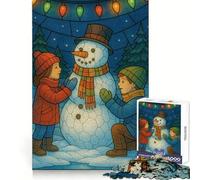 Puzzle de 1000 pièces pour Enfants,Illustration d'un Bonhomme de Neige à Construire Développe la logique et l'imagination Idéal pour des Moments de détente et de créativité Cadeau et Confortable