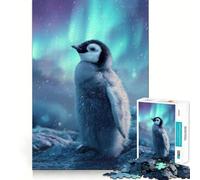 Puzzle de 1000 pièces Poussin de Pingouin sous Les aurores boréales pour Adolescents, idéal pour renforcer la mémoire, se détendre à la Maison, Bords Nets, Cadeau précieux (38x52cm)