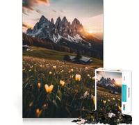 Puzzle de 1000 pièces Prairie au Coucher du Soleil sur la Montagne pour Adultes, Exercice Mental, Divertissement d'intérieur, découpe de précision, Cadeau de Noël (38x26cm)