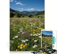 Puzzle de 1000 pièces Prairie de Fleurs Sauvages dans Une vallée pour Adolescents,Jeu de réflexion,découpe Laser pour Un Assemblage Parfait,activité de Groupe relaxante en intérieur (38x52cm)