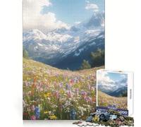 Puzzle de 1000 pièces Prairie de Montagne avec Sommets enneigés pour Adultes Jeu de réflexion et de Concentration Activité Calme et Amusante Bords serrés pour Les vœux du Père Noël