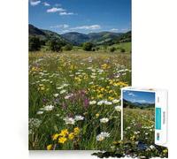Puzzle de 1000 pièces Prairie Fleurie dans Une vallée pour Adultes Réfléchissez,entraînez-Vous,jouez,Assemblage serré,Aucune pièce ne se détache Cadeau Unique pour soulager Le Stress (50x75cm)