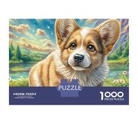 Puzzle de 1000 pièces « Prairie Fleurie » en Carton Anti-poussière, représentant Un Welsh Corgi, pour Adultes. Idéal pour se détendre, encadrer et créer Une œuvre d'art. Dimensions : 70 x 50 cm.