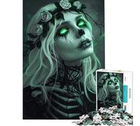 Puzzle de 1000 pièces Princesse Zombie Vert Néon pour Adolescents Activités Amusantes à la Maison pour Toute la Famille Jouet Anti-Stress Convient aux 14 Ans et Plus (50x75cm)