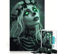 Puzzle de 1000 pièces Princesse Zombie Vert Néon pour Adolescents Jeu de Logique et de Détection Loisirs Silencieux Bords Lisse Cadeau Unique (38x26cm)