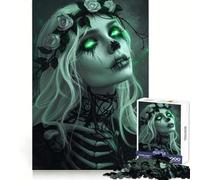 Puzzle de 1000 pièces Princesse Zombie Vert Néon pour Adolescents Jeu de Logique et de Détection Loisirs Silencieux Bords Lisse Cadeau Unique (38x26cm)