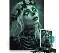 Puzzle de 1000 pièces Princesse Zombie Vert Néon pour Adultes Jeu de Réflexion Amusant à Partager Découpe Parfaite Cadeau de Fêtes (50x75cm)
