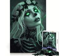 Puzzle de 1000 pièces Princesse Zombie Vert Néon pour Adultes Jeu de Réflexion Amusant à Partager Découpe Parfaite Cadeau de Fêtes (50x75cm)