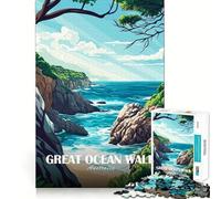 Puzzle de 1000 pièces Promenade océanique australienne Vue côtière Pièces nettes et découpées Jeu de réflexion Moment de Calme et de Divertissement Décoration de Noël (38x26cm)
