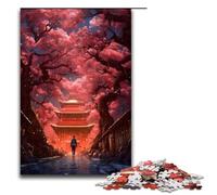 Puzzle de 1000 pièces Promenade Parmi Les cerisiers en Fleurs pour Adultes Jeu Familial Amusant et Anti Stress défi Difficile 75x50cm