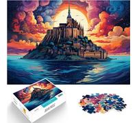 Puzzle de 1000 pièces,Psychédélisme coloré à l'abbaye du Mont Saint Michel,pour Adultes et Enfants de 12 Ans et Plus Puzzles en Bois,Grand Cadeau pour Les Adultes,Taille:50x75cm