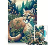 Puzzle de 1000 pièces Puma dans la forêt pour Adolescents, Wise Think Toy, Objet de Collection Artistique, Calme et Amusant (50x75cm)