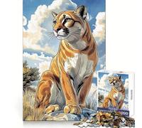 Puzzle de 1000 pièces Puma et Cougar Illustration pour Adolescents, Stimulant la réflexion, Joie familiale, Bords Nets, Cadeau mémorable (38x26cm)