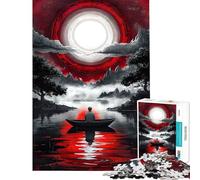 Puzzle de 1000 pièces Puzzle Adulte Lac de la Lune Rouge Jeu Anti-Stress Analyse et logique Idéal comme Cadeau pour Toute la Famille (Dimensions 38x26cm)