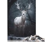 Puzzle de 1000 pièces, puzzle de cerfs mythiques blancs pour adultes, puzzle en papier, jeu éducatif pour adultes, 1000 pièces (75 x 50 cm)