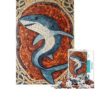 Puzzle de 1000 pièces Puzzle mosaïque Requin Jeu d'art pour Adolescents Niveau Difficile Chaque pièce est Unique Jouet éducatif (Dimensions : 50x75cm)