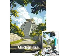 Puzzle de 1000 pièces Pyramide de Chichen Itza Stimule Le Cerveau Jeu Familial Difficile Convient aux Personnes de 14 Ans et Plus (38x52cm)