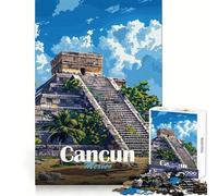 Puzzle de 1000 pièces Pyramide Maya de Cancun pour Adolescents Détente et réflexion Bords précis Cadeau de Noël idéal (38x52cm)