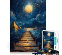 Puzzle de 1000 pièces Pyramides au Clair de Lune pour Adultes Un défi cérébral Stimulant et Un Cadeau Original et Amusant (38x26cm)