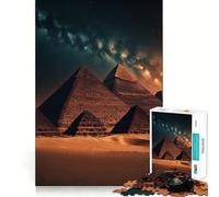 Puzzle de 1000 pièces Pyramides au Coucher du Soleil à Gizeh pour Adolescents, 50x75cm, Jeu de logique Robuste, Silencieux et aux Bords Nets, Cadeau élégant