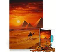 Puzzle de 1000 pièces Pyramides Coucher de Soleil pour Adultes Développe la mémoire Loisirs Doux Découpe Ferme Cadeau de Vacances (38x52cm)