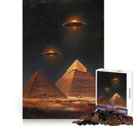 Puzzle de 1000 pièces Pyramides et OVNI la Nuit pour Adultes, Jeu de réflexion et de Concentration, pour la Maison ou Les Loisirs, Motif Vœux du Père Noël (50x75cm)