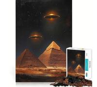 Puzzle de 1000 pièces Pyramides et OVNI la Nuit pour Adultes, Jeu de réflexion et de Concentration, pour la Maison ou Les Loisirs, Motif Vœux du Père Noël (50x75cm)