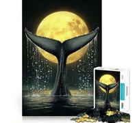 Puzzle de 1000 pièces Queue de Baleine et Lune Activité ludique et stimulante pour renforcer Les Liens familiaux Emboîtement Parfait sans espaces (50x75cm)