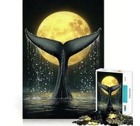 Puzzle de 1000 pièces Queue de Baleine et Lune Activité ludique et stimulante pour renforcer Les Liens familiaux Emboîtement Parfait sans espaces (38x52cm)