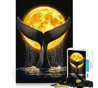 Puzzle de 1000 pièces Queue de Baleine et Lune Jeu de Concentration cérébrale Découpe Experte Artisanat Fascinant Passe-Temps captivant pour Les Moments de détente (50x75cm)