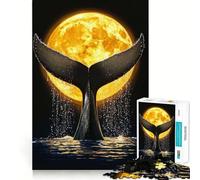 Puzzle de 1000 pièces Queue de Baleine et Lune pour Adultes Jeu de réflexion Stimulant Structure à emboîtement précise Facile à Apprendre Plaisir en Famille (38x26cm)