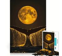 Puzzle de 1000 pièces Queue de Baleine et Pleine Lune Activité ludique et stimulante pour renforcer Les Liens familiaux Emboîtement Parfait sans espaces (38x26cm)