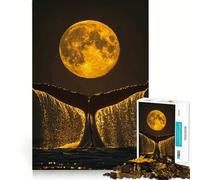 Puzzle de 1000 pièces Queue de Baleine et Pleine Lune Jeu de Concentration cérébrale Découpe Experte Artisanat Fascinant pour Les Moments de détente (50x75cm)