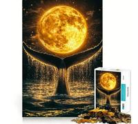 Puzzle de 1000 pièces Queue de Baleine et Pleine Lune Jeu de Concentration cérébrale Découpe Experte Artisanat Fascinant pour Les Moments de détente (50x75cm)