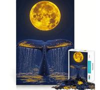 Puzzle de 1000 pièces Queue de Baleine sous la Pleine Lune »,Jeu de réflexion créatif,pièces Robustes et découpées avec précision,idéal pour Les Voyages (38x52cm)