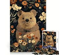 Puzzle de 1000 pièces Quokka dans Un Jardin Fleuri Illustration Puzzle pour Adultes Jeu de réflexion Passe-Temps la Maison Bords Nets Joli Cadeau (38x52cm)