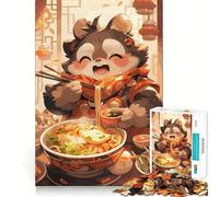 Puzzle de 1000 pièces Ramen Raton Laveur pour Adultes, Jeu de réflexion, Passe-Temps la Maison, Bords Nets, Joli Cadeau (50x75cm)