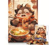 Puzzle de 1000 pièces Ramen Raton Laveur pour Adultes, Jeu de réflexion, Passe-Temps la Maison, Bords Nets, Joli Cadeau (50x75cm)