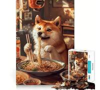 Puzzle de 1000 pièces Ramen Shiba Inu pour Adultes et Adolescents Jeu de logique Solide et Amusant, découpe de précision, Cadeau du Père Noël (38x52cm)