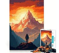 Puzzle de 1000 pièces Randonneur Coucher de Soleil Pixel Art Pièces aux découpes nettes Jeu de réflexion Moment de Calme et de Divertissement Pièce Artistique de Noël (38x26cm)