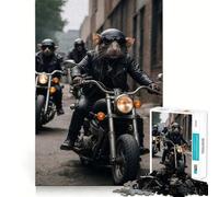Puzzle de 1000 pièces Rat Moto pour Adultes et Adolescents, Jeu de logique Solide, Amusant et Silencieux, découpe de précision, Cadeau du Père Noël (38x52cm)