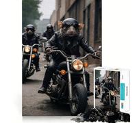 Puzzle de 1000 pièces Rat sur Une Moto pour Adultes, Jeu de réflexion, Divertissement paisible, pièce de Collection aux découpes soignées (50x75cm)