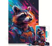 Puzzle de 1000 pièces Raton Laveur Astronaute Espace pour Adolescents Améliore la mémoire, Lien Familial Bordure précise Cadeau attentionné (38x26cm)