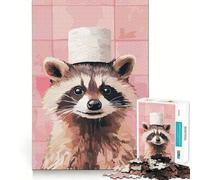 Puzzle de 1000 pièces Raton Laveur avec Chapeau en Papier Toilette pour Adolescents, Jeu de Puzzle Stimulant la réflexion, Jeu de Groupe, Art Assembler, Cadeau Classique (50x75cm)