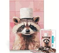 Puzzle de 1000 pièces Raton Laveur avec Chapeau en Papier Toilette pour Adolescents, stimule la mémoire, Loisirs faciles, Bords Nets, Surprise de Noël (38x26cm)