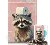Puzzle de 1000 pièces Raton Laveur avec Papier Toilette pour Adolescents, Jeu de logique Fine, Divertissement Relaxant, décoration Murale aux Bords Nets (50x75cm)