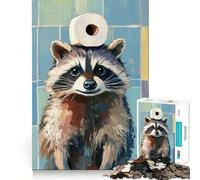 Puzzle de 1000 pièces Raton Laveur avec Papier Toilette pour Adultes, Jeu de réflexion, Passe-Temps la Maison, Bords Nets, Joli Cadeau (50x75cm)
